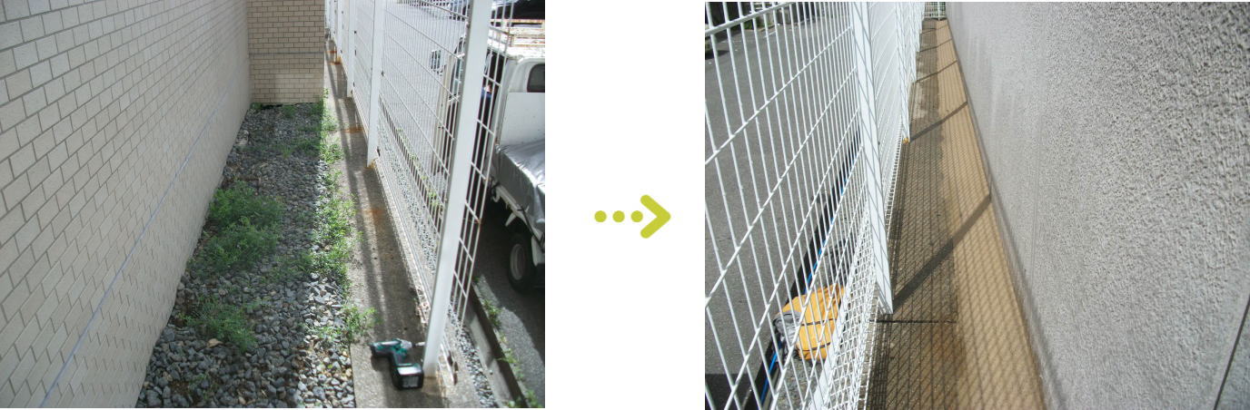 植栽管理 透水土仕上(固まる土)施工前後